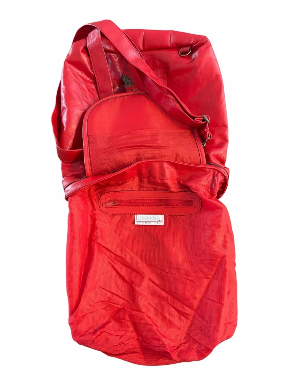 Vintage Capezio Red Vinyl Convertible Backpack Shoulder Bag